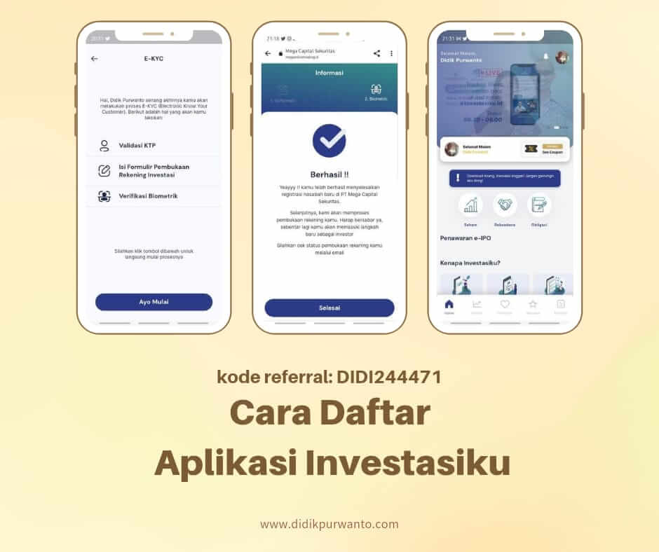 Cara daftar aplikasi Investasiku