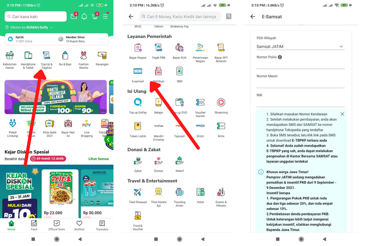 Cara cek bayar pajak kendaraan bermotor melalui Tokopedia