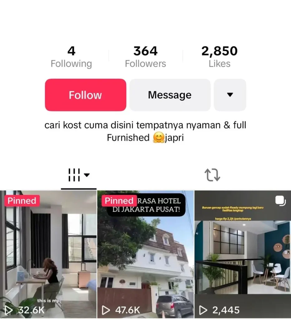 4 Cara Menghindari Penipuan Online Kos Bodong untuk Mahasiswa 2 Contoh akun yang unggah konten TikTok Cove