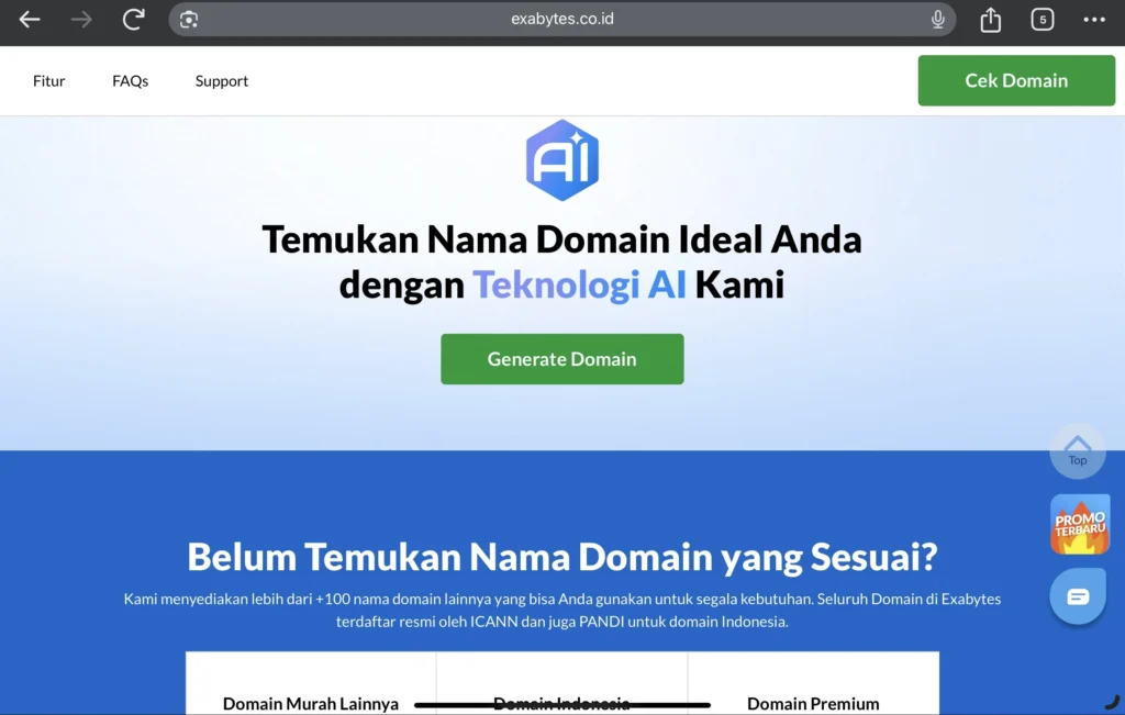 6 Tips Memilih dan Beli Domain Murah untuk Pemula 5 Cara mencari nama domain di Exabytes dengan bantuan AI