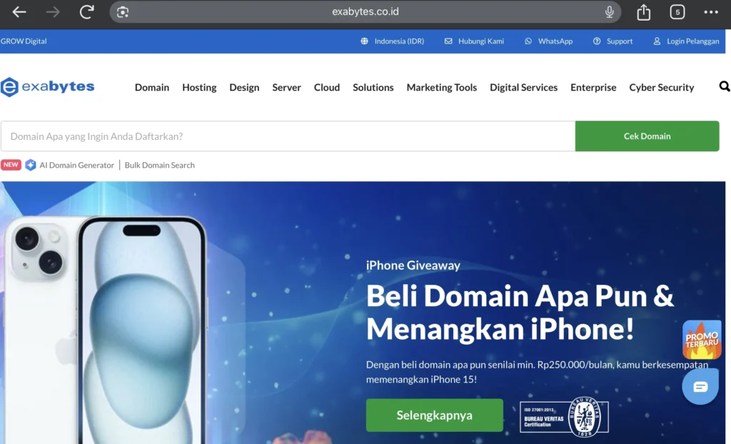 6 Tips Memilih dan Beli Domain Murah untuk Pemula 4 Promo beli domain murah di Exabytes