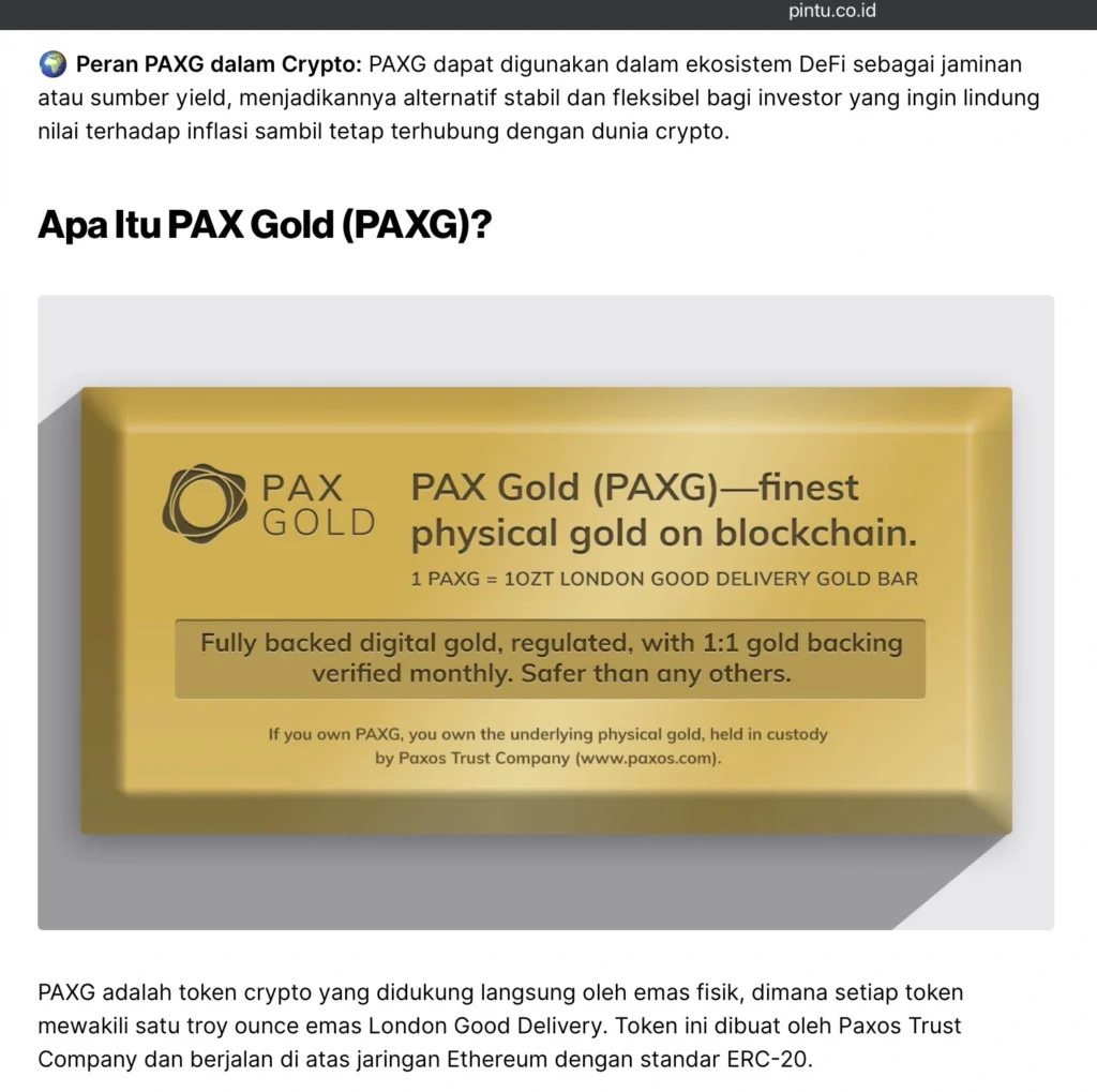 Apa itu PAX Gold (PAXG) Pintu