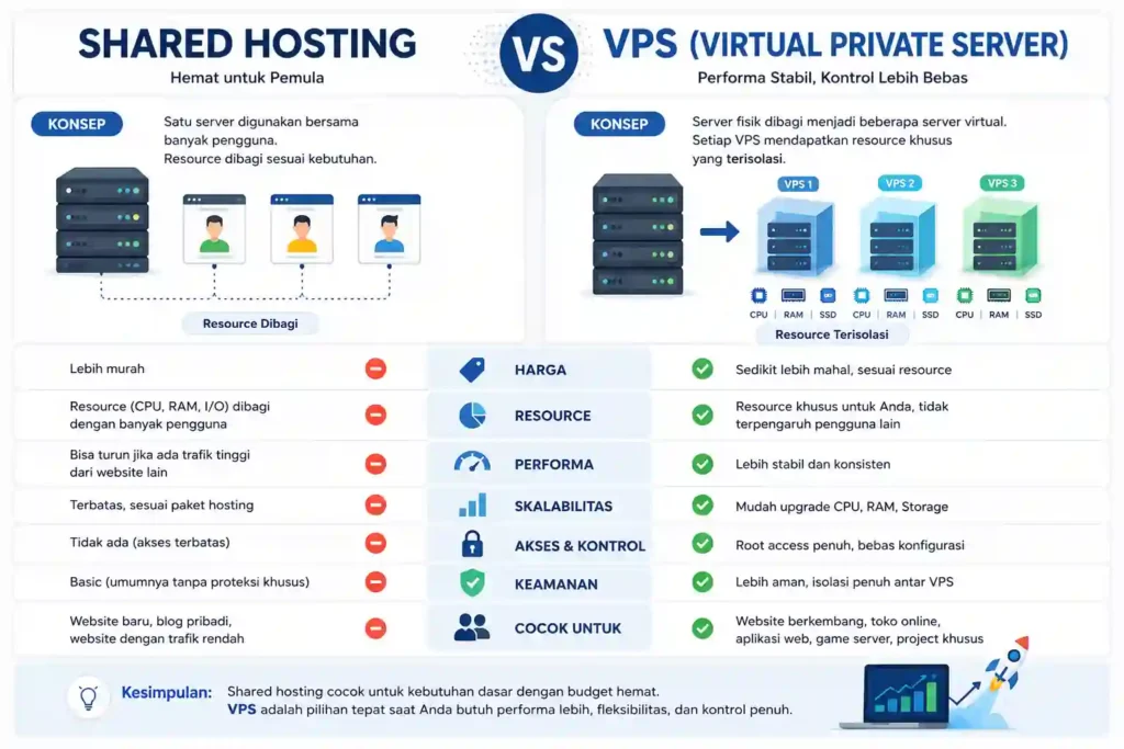 Siapa Bilang Pakai VPS Ribet? Cek VPS Murah yang Ramah Pemula Ini! 2 Perbedaan shared hosting dan VPS