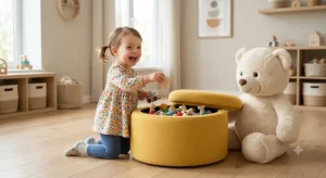 Anak bermain dengan GREJSIMOJS IKEA